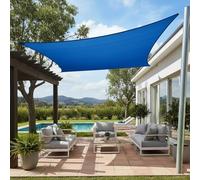 Tenda a Vela Rettangolare, HDPE Traspirante Vela Ombreggiante, Impermeable Protección UV 95% Tenda da Sole para Esterno, Giardino, Terrazzo, Patio, Exteriores(Blue,2x5m(6.6'x16.4'))