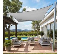 Tenda a Vela Rettangolare, HDPE Traspirante Vela Ombreggiante, Impermeable Protección UV 95% Tenda da Sole para Esterno, Giardino, Terrazzo, Patio, Exteriores(Gray,6x6x6m(20'x20'x20'))