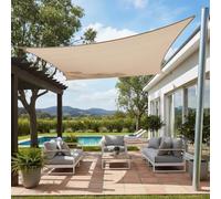 Tenda a Vela Rettangolare, HDPE Traspirante Vela Ombreggiante, Impermeable Protección UV 95% Tenda da Sole para Esterno, Giardino, Terrazzo, Patio, Exteriores(Sand,4.0x6m(13'x20'))