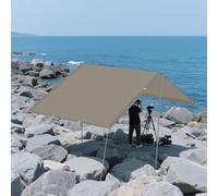 Tenda a Vela Rettangolare Impermeabile 1.1 x 3.8 m Protezione UV 98% Vela Tela Ombreggiante Protezione Solare Antivento con Fune per Patio, Pergola, Cortile, Balcone, Cachi