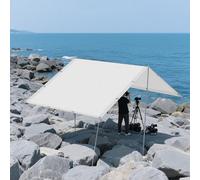 Tenda a Vela Rettangolare Impermeabile 2 x 3.8 m Protezione UV 98% Vela Tela Ombreggiante Protezione Solare Antivento con Fune per Patio, Pergola, Cortile, Balcone, Bianco