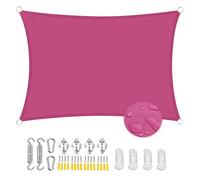 Tenda a Vela Rettangolare, Vela Ombreggiante Impermeabile Protezione Anti Raggi UV Tenda da Sole per Esterno Giardino-Rose Red||3.6x3.6m(11.8x11.8ft)