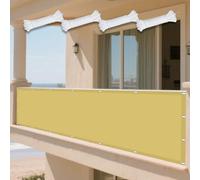 Tenda a Vela Rettangolo 370 x 380 cm Anti UV Corde di Supporto Impermeabile Telo Telone Antivento con Fune e Occhiellato per Giardino Terrazzo e Campeggio, Giallo sabbia