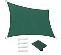 Tenda a Vela Traspirante 300 x 460 cm Rettangolare Protezione Solare Anti UV HDPE Traspirante Tessuto Ombreggiante con Fune per Giardino, Terrazza, Piscina (Personalizzabile), Verde Scuro