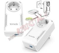 tenda - Adattatore Tenda P1001p Gigabit Kit 2 Adattatori Powerline Schuko Convertitore Rete Elettrica In Lan Ethernet 1000mbps Gigalan