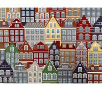 Tenda Amsterdam Canal House tessuto stampa multi villaggio decorazione casa l...