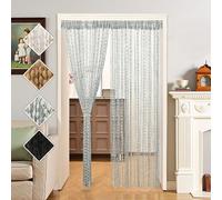 Tenda anti-mosche e insetti alla moda per tutte le stagioni, divisorio per stanza con nappe, tenda di perline, tenda con linee lucide, stile misto creativo, tenda con palline lanterne soffici, adatta