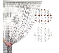 Tenda Antimosche con Perline a Forma di Goccia, Moschiera Elegante Funzionale, Protezione Efficace da Insetti e Zanzare per Porta Finestra Balcone Camper PVC - 120x220 cm Marrone