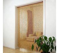 Tenda Antimosche per Porta Esterna 120x230, Tenda con Perline In Legno Naturale e Bambù, Pannelli Divisori per Interni Decorativi Tende, Tende a Fili per Esterno per Esterno e Interna ( Color : Beige