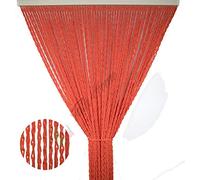 Tenda Antimosche per Porta Finestra Moschiera a Pannello con Corda Morbida Colorata Intrecciata a Catenella Misura 100x220 cm Colore Arancio Mod. Tilly