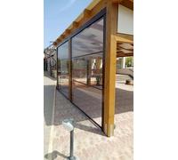 Tenda Antipioggia Antivento Esterno in PVC Cristal con Guide Laterali, Personalizzabile, Tenda Trasparente Esterno per Verande in PVC Impermeabile e Cassonetto Su Misura (L. da 0 a 140 X H. 200)