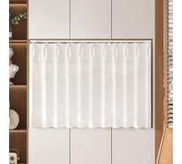 Tenda Antipolvere per Scaffale Tendina Sottolavello Cucina Rustica Fantasia Foglia, Tenda per Porta Cabina Armadio con Binari Scorrimento Leggera Pizzo Semi-Trasparente