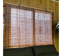 Tenda Arella a Rullo in Cannuccia di Giunco Naturale, Avvolgibile per Interni/Esterno, Protezione Solare Privacy, Facile Montaggio, Stile Vintage per Terrazzo Balcone