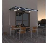 vidaXL Tenda Automatica con Sensore Vento e LED 350x250 cm Blu Bianca