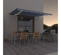 Tenda Automatica con Sensore Vento e LED 500x350 cm Blu Bianca