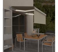 vidaXL Tenda Automatica Parasole LED Sensore Vento 3,5x2,5cm Crema