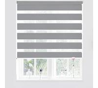 Tenda avvolgibile a doppio strato, 45 x 180 cm, isolamento termico, protezione dai raggi UV, con staffe di bloccaggio, ideale per camere da letto e salotti, colore grigio chiaro