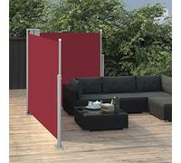 Tenda avvolgibile avvolgibile per esterni, 100 x 600 cm, pannelli laterali automatici, protezione UV, tenda parasole per terrazza e balcone, in tessuto rosso, barriera antivento