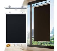 Tenda Avvolgibile Oscurante a Scomparsa Larghezza 30/40/50/60/70/80cm,Tende a Rullo Parasole Per Finestre,Tapparella Con Ventose,Persiane Temporanee Senza Forature,Black-35×190cm(14 * 75in)