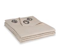Tenda beige in lino slavato con occhielli, al pezzo, 130x300 cm