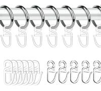 Tenda Binario Ganci,100 PCS Ganci per Tenda Rotolante in Plastica Testa Aliante Pieghevole Clip per Tenda Rotolante Doccia per Pista Aliante Scorrevole per Tenda a Pista