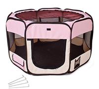 BAKAJI Box Recinto Grande Tenda Pop-UP per Cagnolini Cuccioli e Piccoli Animali, Cuccia Pieghevole Salvaspazio da Viaggio, Recinzione per Animali, 125 x 125 x 64 cm, per Interno ed Esterno (Rosa)