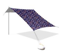Tenda Cabana da spiaggia con foglie blu scuro, protezione UPF50+, impermeabile, con sacchi di sabbia, pala per sabbia, pali per cortile e campeggio