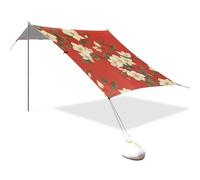 Tenda Cabana da spiaggia rossa con fiori, UPF50+, impermeabile, portatile, con tasche per sabbia, per cortile e campeggio