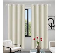 Tenda con Occhielli 145 x 150 cm con Occhielli/Poliestere Moderne Eleganti Tenda Salotto Moderne con Anelli per Porta Finestra, Decorazione e Divisorio Stanze, Beige