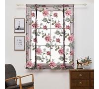 Tenda corta in voile con stampa peonia, per camera da letto, balcone, porta, tasca per asta da appendere per battente piatto (viola)