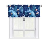 Tenda corta mantovana 137,2 x 45,7 cm HJFCZH Ocean subacquea delfino pesce stampe decorazione casa filtro luce solare per soggiorno cucina studio