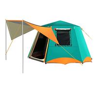 Tenda da auto, Tenda da campeggio automatica for 3-4 persone con veranda, tenda da campeggio pop-up con 2 porte e 2 finestre, tenda familiare istantanea a doppio strato(Green,5)
