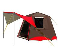 Tenda da auto, Tenda da campeggio automatica for 3-4 persone con veranda, tenda da campeggio pop-up con 2 porte e 2 finestre, tenda familiare istantanea a doppio strato(Red,3)