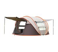 Tenda da auto, Tenda da campeggio automatica istantanea for famiglie, montaggio in 2 secondi, tenda pop-up - 2 grandi porte e 2 finestre a rete(Oranje,5~8 person)
