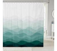 Tenda da bagno a righe verdi e bianche sfumate, tenda da doccia geometrica per bambini, decorazione geometrica, set di tende da doccia in poliestere, arte moderna a righe, accessori per il bagno per