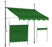 Tenda da balcone arrotolabile regolabile, larghezza 200-400 cm, installazione senza trapano, copertura antipioggia regolabile in altezza e per giardino e patio, verde, 215-310 cm