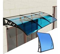Tenda da balcone per esterni, 150 x 200 cm, tetto in policarbonato con staffe in alluminio, design ad arco, per finestre, porte, balconi, nero e blu (dimensioni: 60 x 150 cm)