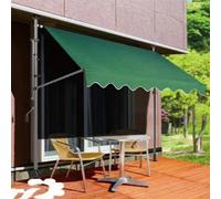 Tenda da balcone retrattile senza foratura, parasole a manovella, resistente ai raggi UV e regolabile in altezza, impermeabile, larghezza 400 cm, verde scuro, perfetta per la protezione esterna.