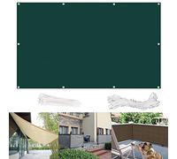 Tenda da balcone verde scuro 100 x 850 cm, traspirante, protezione dal vento, con occhielli e cordino, per ringhiere del balcone e uso esterno