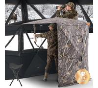 VEVOR Tenda da Caccia, Tenda Termica per 2 a 3 Persone con Sedia a Tre Gambe Borsa per Il Trasporto, Mimetica Portatile, Riparo Nascosto Resistente con Porta e Finestra con Cerniera