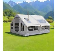 Tenda da Campeggio 6-8 Posti con Apertura del Camino, Tenda Gonfiabile da Campeggio con Pompa ad Aria e Lucernario, Tenda da Esterno Impermeabile e Antivento per 4 Stagioni, Montaggio Rapido