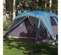 Tenda da Campeggio 6 Persone, Impermeabile con Tendalino e 2 Ingressi, Blu, Design Cabina e Ventilazione Ottimale, per Famiglie e Escursionisti, 305 x 400 x 205 cm