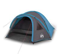 Tenda da campeggio a cupola per 4 persone, blu, impermeabile, con zanzariera traspirante e aste stabili, ideale per trekking, spiaggia, festival all'aperto e esperienza nella natura