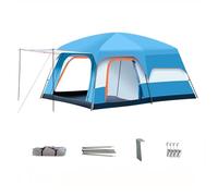 Tenda da campeggio a due spazi con zona giorno, protezione da vento e sole, completa di borsa per il viaggio, adatta per escursioni, campeggio e attività all'aperto (blu cielo, grande)