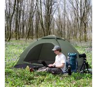 Tenda da Campeggio a Igloo con Porta a Cerniera, Zanzariera e Finestre a Rete, 206x152x110 cm, Verde
