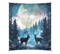 Tenda da campeggio con coppia di cervi nella foresta, 320 x 280 cm