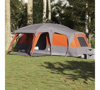 vidaXL Tenda da Campeggio con Portico 9 Persone Grigio e Arancione
