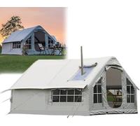 Tenda da campeggio gonfiabile con cric per stufa, pompa ad aria, lucernario e finestre in rete per avventure all'aperto in tutte le stagioni