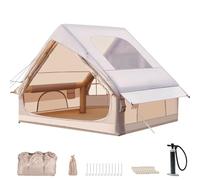Tenda da campeggio gonfiabile con pompa, 300 x 210 x 200 cm, tenda gonfiabile con apertura camino e finestra del tetto, tessuto Oxford impermeabile tenda gonfiabile per 5-6 persone, 4 stagioni