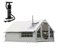 Tenda da campeggio gonfiabile con pompa, 4 stagioni, impermeabile, con cric per stufa per installazione rapida, ideale per glamping e avventure all'aria aperta